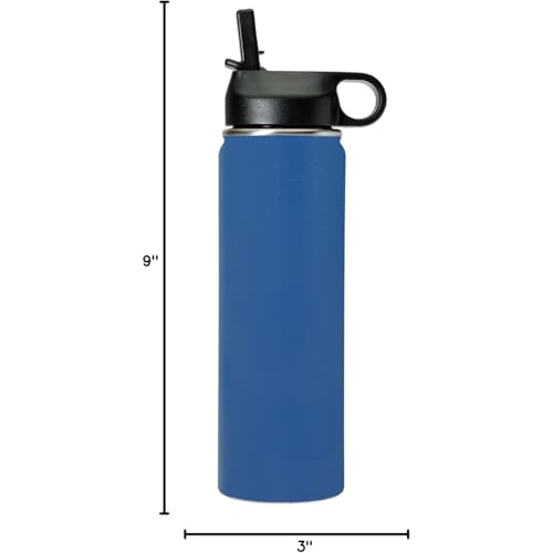 LaserGram Personalized 20oz Water Bottle, Horse (Dark Blue) | Engraved Gift, Vacuum Insulated Stainless Steel, Flip-Top Straw Lid, Laser Engraved With Your Name - color: Dark Blue, size: 20 Ounces