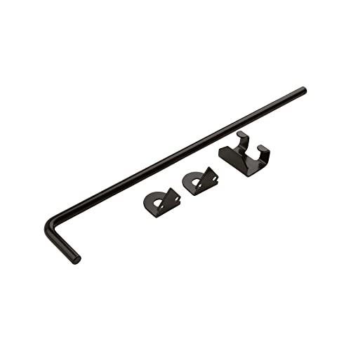 National Hardware Cane Bolt Door Latch, 1/2 in x 18 in, Steel, Black | Variable Bolt Throw Drops Into Ground or Strike; Holds Heavy Wood Gates and Barn Doors in Place