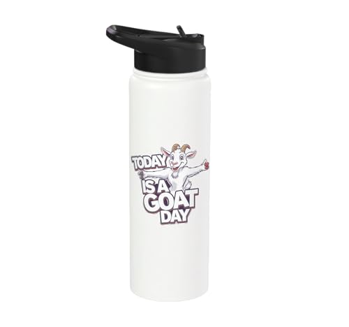 Childrens Today is a Goat Day Design | Kids Goat Stainless Steel Insulated Water Bottle - color: White