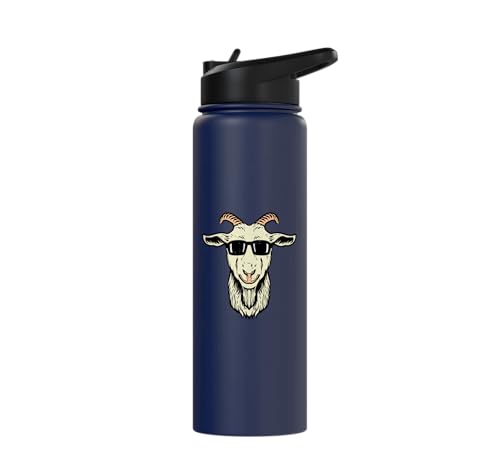 Goat Face Sunglasses Cool Farm Animal Men Boys Kids Women Stainless Steel Insulated Water Bottle - color: Navy Blue