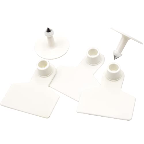 Blank Ear Tags 100 Pieces Blank Livestock Identification Ear Tags for Cattle Cow Pig Goat Sheep Dog (White) - color: White