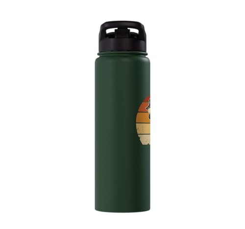 Dabbing Goat Funny Farm Animal Kids Retro Sunset Cool Stainless Steel Insulated Water Bottle - color: Dark Green