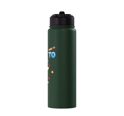 Ready To Learn Goat Student Back To School Kids Boy Girl Stainless Steel Insulated Water Bottle - color: Dark Green
