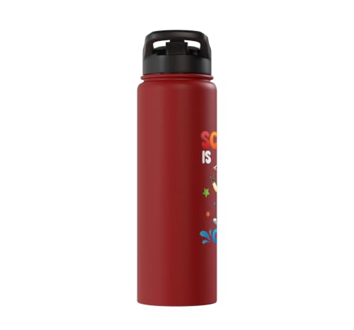 Cute Goat Student Back To School Is Cool for Boys Girls Kids Stainless Steel Insulated Water Bottle - color: Red
