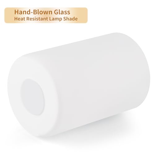 3 Pack Frosted Opal White Glass Lamp Shade, Lip-less Cylinder Glass Light Fixture Cover, Replacement Globe for Chandelier, Pendant, Vanity Light