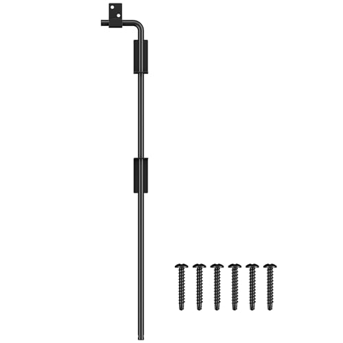 24" Cane Bolt Gate Drop Rod Heavy Duty Stopper Hardware, Gate Ground Latch for Wood Metal Vinyl Gates Doors, Gate Drop Pin for Holding Gate to The Ground, Black Finish-1 Pack - size: 24 Inch