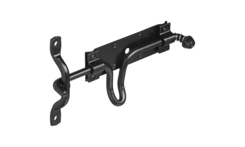 National Hardware Vinyl Gate Automatic Latch, Hot-Rolled Steel, Black | Fingertip Trip Release with Self-Locking Action; Rust-Resistant Finish Keeps Livestock Secure