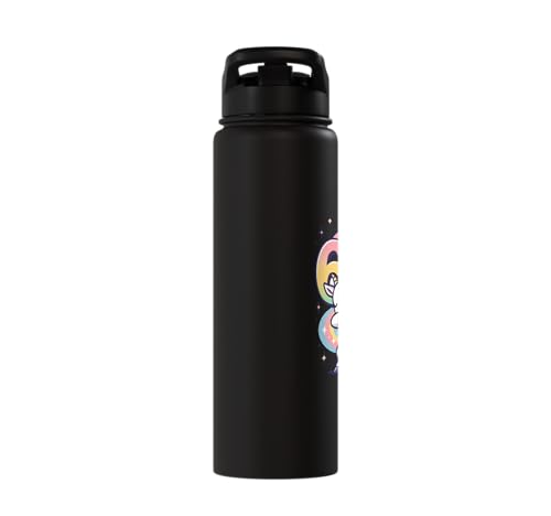 Magical Rainbow Dabbing Goat Funny Six Seven Meme Kids Teens Stainless Steel Insulated Water Bottle - color: Black
