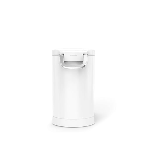 simplehuman Medium Pet Food Storage Container, Holds 25-29 lb / 11-13 kg of Dry Dog Food, Cat Food, or Bird Seed, Airtight Lock-Tight Lid with Magnetic Scoop, BPA-Free, White Steel - color: White, size: Medium