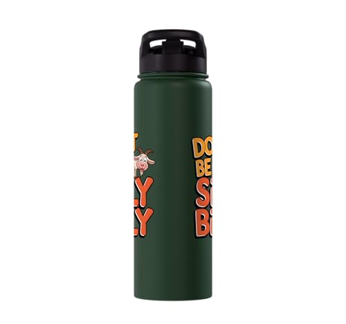 Funny Goat Kid Sheep Lamb Animal Joke Stainless Steel Insulated Water Bottle - color: Dark Green