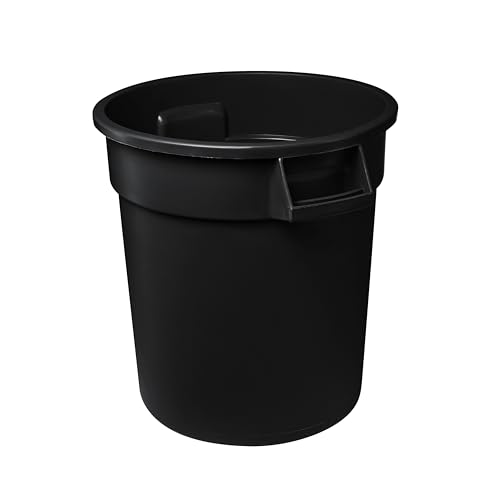 Feed and Seed Storage Container, 10 Gallon Black Round Commercial Trash Can/Ingredient Bin, Food Storage Plastic Bin, Use in Agricultural, Gardening, or Household - color: Black, size: 10 Gallon Container Only