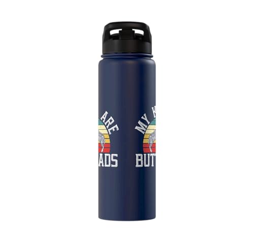 My Kids Are Buttheads Goat Whisperer Farm Animal Stainless Steel Insulated Water Bottle - color: Navy Blue