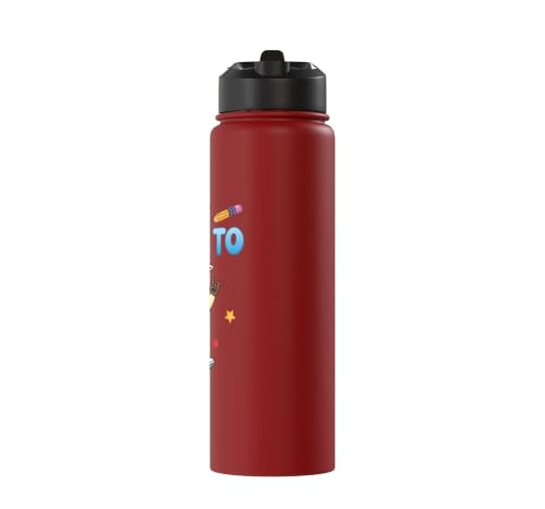 Ready To Learn Goat Student Back To School Kids Boy Girl Stainless Steel Insulated Water Bottle - color: Red