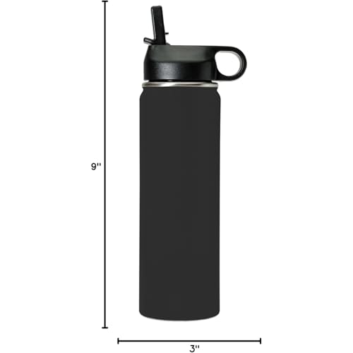 LaserGram Personalized 20oz Water Bottle, Horse (Black) | Engraved Gift, Vacuum Insulated Stainless Steel, Flip-Top Straw Lid, Laser Engraved With Your Name - color: Black, size: 20 Ounces
