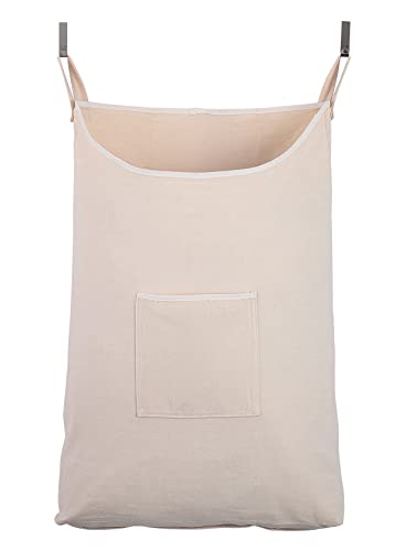 Hanging Laundry Hamper with Front Pocket, Beige, 65 Liters | Clothes Hanging collector, Hanging laundry bag with steel hooks,Clothes Laundry Storage Bag,Space-Saving - color: Beige, size: 65 Liters