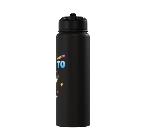 Ready To Learn Goat Student Back To School Kids Boy Girl Stainless Steel Insulated Water Bottle - color: Black