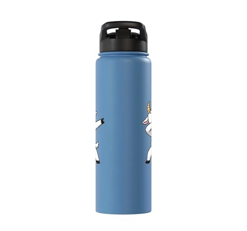 Dabbing Goat Kids Halloween Costume Cute Farm Animal Dab Stainless Steel Insulated Water Bottle - color: Light Blue