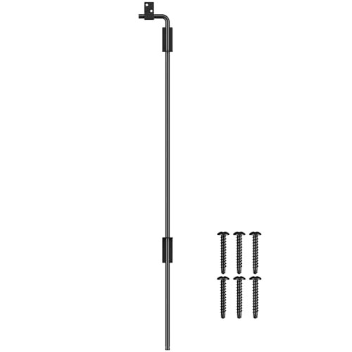 36" Cane Bolt Gate Drop Rod Heavy Duty Stopper Hardware, Gate Ground Latch for Wood Metal Vinyl Gates Doors, Gate Drop Pin for Holding Gate to The Ground, Black Finish-1 Pack - size: 36 Inch