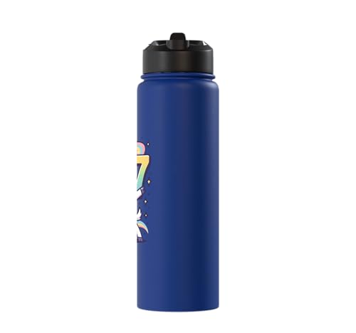 Magical Rainbow Dabbing Goat Funny Six Seven Meme Kids Teens Stainless Steel Insulated Water Bottle - color: Royal Blue