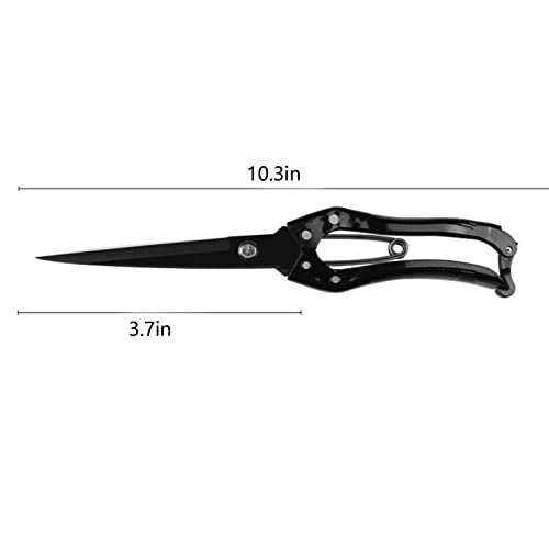 Grass Sheep Shear - Coated Wear-Resistant Handle, Manganese Steel Double-Edged, Strong Spring Suitable For Manual Shearing of Cow, Sheep, and Horse Hair (Black 10.2 inches) - color: Black 10.2 Inches