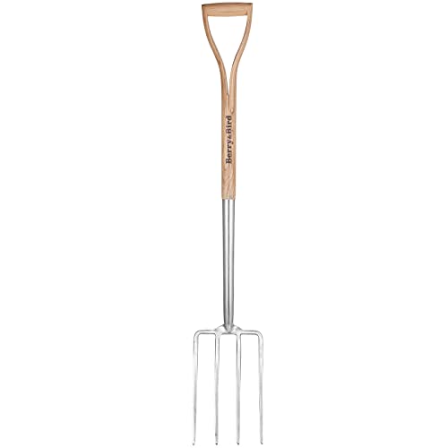Berry&Bird Garden Digging Fork, 37.4" Stainless Steel Garden Pitchfork | 4-Tine Heavy Duty Garden Fork Long Handle Spading Fork with D-Grip Ashwood Handle for Digging Planting Cultivating Aerating