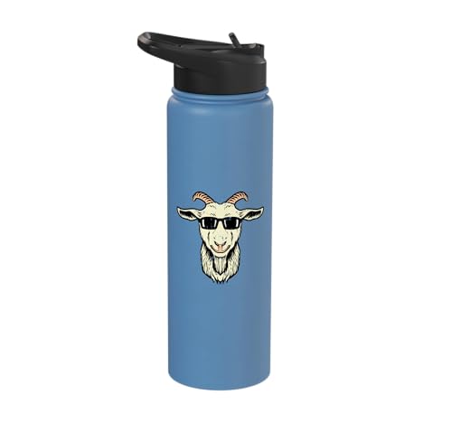 Goat Face Sunglasses Cool Farm Animal Men Boys Kids Women Stainless Steel Insulated Water Bottle - color: Light Blue
