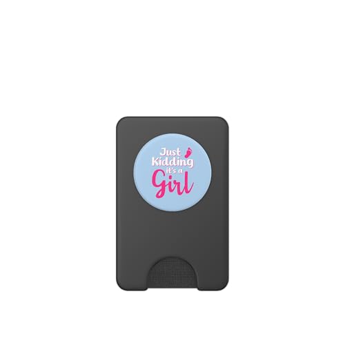 Just Kidding It's a Girl Pink Gender Reveal Party Supplies PopSockets PopWallet for MagSafe - style: Magnetic PopWallet