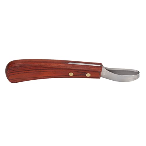 Hoof Knife for Horses, 7.68in Loop Horse Hoof Knife, Stainless Steel Hoof Trimming Knife, Multifunctional Farrier Tool with Ergonomic Rubberwood Handle for Horse Cattle