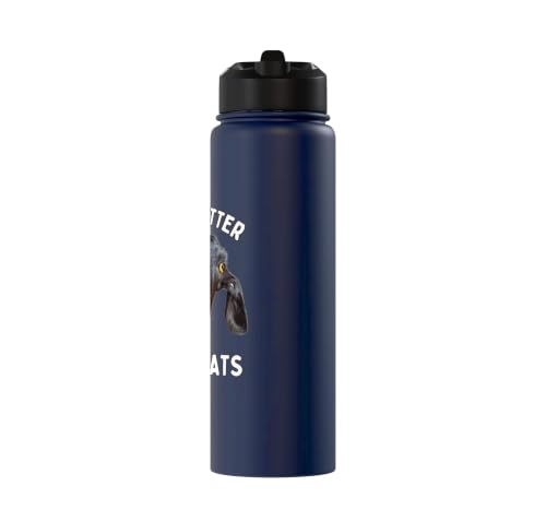 Funny Life is Better with Goats Whisperer Goat Lover Kids Stainless Steel Insulated Water Bottle - color: Navy Blue