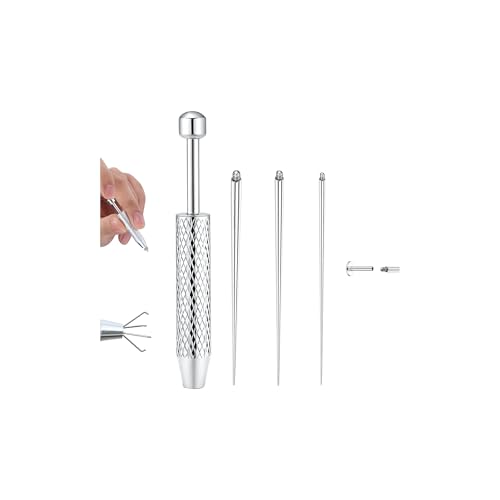 GEMQUEEN Piercing Ball Grabber Tool, 14-20G Taper for Changing Jewelry | Surgical Steel Flat Back Earrings Threader Tool Insertion Pin, Body Piercing Kit for Ear Rook Conch Nose Lip Jewelry Removal - style: External Thread(14G 16G 18G) +Ball Grabber Tool