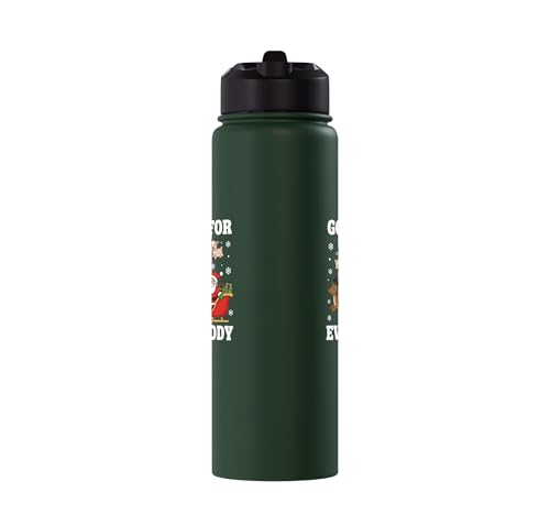 Goats For Everybody Christmas Kids Santa Reindeer Snowflake Stainless Steel Insulated Water Bottle - color: Dark Green
