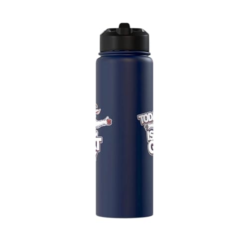 Childrens Today is a Goat Day Design | Kids Goat Stainless Steel Insulated Water Bottle - color: Navy Blue