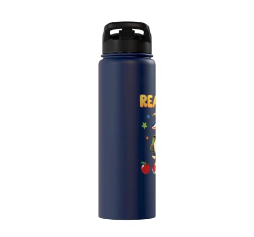 Ready To Learn Goat Student Back To School Kids Boy Girl Stainless Steel Insulated Water Bottle - color: Navy Blue