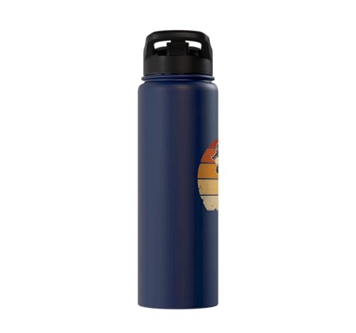 Dabbing Goat Funny Farm Animal Kids Retro Sunset Cool Stainless Steel Insulated Water Bottle - color: Navy Blue