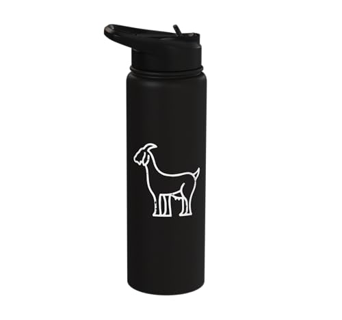 Goat Pocket Cute Farm Animal Boys Girls Kids Youth Women Men Stainless Steel Insulated Water Bottle - color: Black