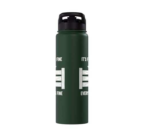It's Fine I'm Fine Everything's Fine Goat Farm Mom Funny Kid Stainless Steel Insulated Water Bottle - color: Dark Green