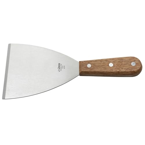 Winco Blade Scraper, 4.5-Inch by 4-Inch,Stainless Steel, Brown,Medium | Dishwasher safe, Durable blade and handle, For griddles, dough, bench work and food-prep surface scraping - size: 4.5" x 4"
