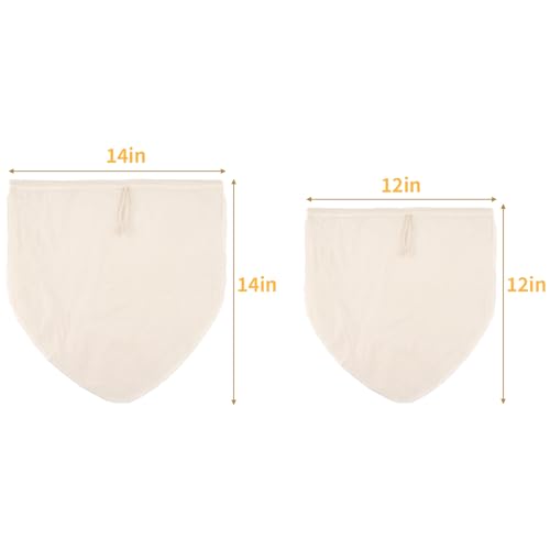 3 Pcs 14"x14" Nut Milk Bag, Cheesecloth Cheese Cloth Bag for Straining | Natural Unbleached Cotton Reusable Strainer Bag for Oat Almond Milk, Cheese Making, Yogurt, Juice, Cold Brew Coffee, Beer Tea - size: 14x14 Inch