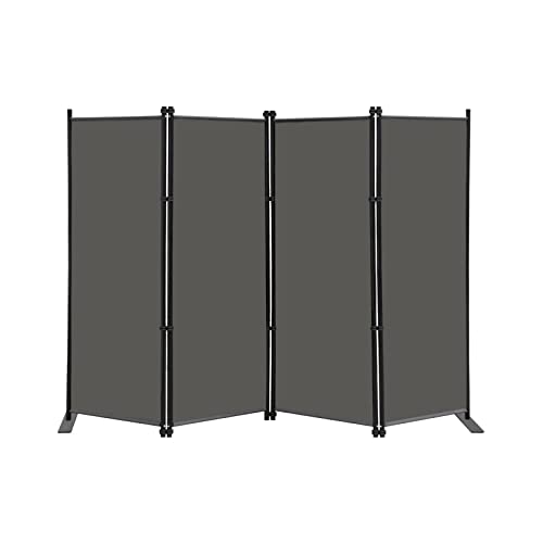 MAYOLIAH 4 Panel Room Divider Screen 6Ft Tall Foldable Privacy Dividers | The room divider is advised to use inside the room, NOT OUTDOORS in case it doesn't stand well under windy weather. - color: Grey, size: 4 Panel