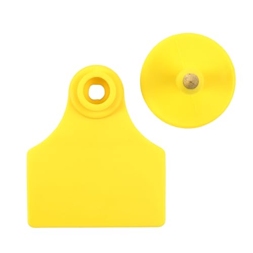 50pcs Farm Animal Ear Tags Numbered 001-050 Livestock Identification for Cattle Cows Hogs Pigs Sheep Goats (50, Medium-Yellow) - color: Medium-yellow