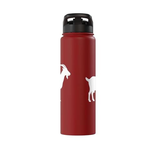 White Goat Silhouette Farm Animal For Kids Playful Barnyard Stainless Steel Insulated Water Bottle - color: Red