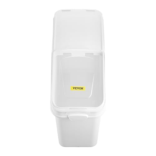 VEVOR Ingredient Bin with Scoop 21 Gallon, 400 Cup Rice Storage Container | For Kitchen & Commercial Food Storage, Includes Sliding Lid, Ingredient Grain Cereal Flour Bin with Wheels, 1 Pack, White - size: 21 Gallon