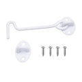 Eco-Fused 5-inch Heavy Duty Hook and Eye Latch - 1x Barn Door Lock (White), 4X Mounting Screws - Powder Coated Stainless Steel Hooks for Door, Windows, Sheds, Fences, Gates, Closets, Cabinets - color: 1 set: 5 inch - White