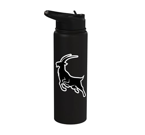 Sunset Wild Goat Capricorn Lover Gift Adult Men Women Kids Stainless Steel Insulated Water Bottle - color: Black