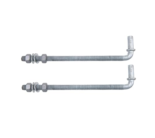 J-Bolt Post Hinge with 5/8" Hinge Pin Galvanized Post Gate Hinge for Chain Link Fence, Washers & Nuts Included (12" (2 Pcs)) - size: 12" (2 Pcs)