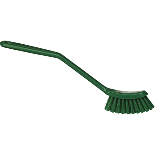 Vikan - Fine Dish Brush - Heavy-Duty, Narrow, Slip-Resistant Cleaning Brush, Polypropylene, Polyester Bristle, 11 Inch, Green, (42872) - color: Green, size: 1 Count (Pack of 1)