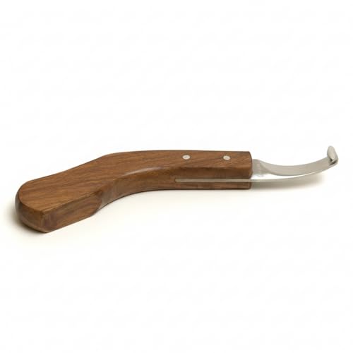 Farrier Tool - Japanese Stainless steel Double Edge Sharp Hoof Knife - Smooth Wooden Handle made of Premium Materials for Right Hand