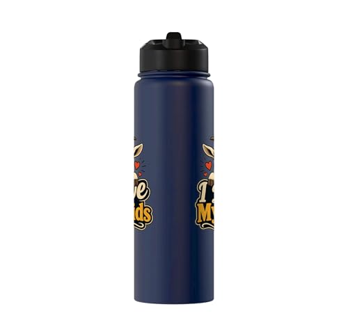 Goat Lover Farm Kids Animal Heart Cute Stainless Steel Insulated Water Bottle - color: Navy Blue