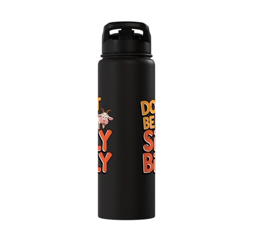 Funny Goat Kid Sheep Lamb Animal Joke Stainless Steel Insulated Water Bottle - color: Black