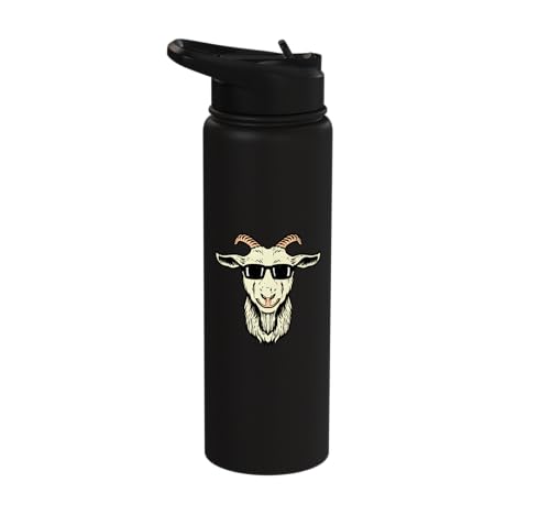 Goat Face Sunglasses Cool Farm Animal Men Boys Kids Women Stainless Steel Insulated Water Bottle - color: Black